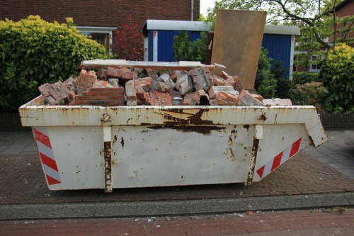 London urban street with waste clearance team in action