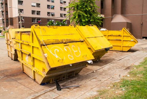 London urban waste management and clearance trucks