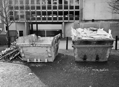 Clean urban street in Haggerston with waste clearance vehicles