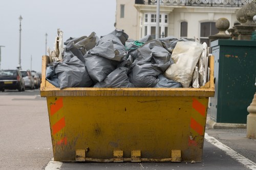 Waste clearance truck parked on a clean street in Tooting Bec.