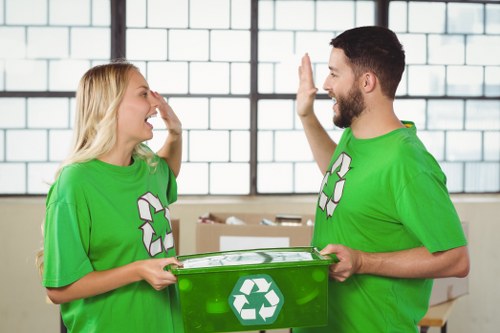 Local team sorting recyclable waste materials