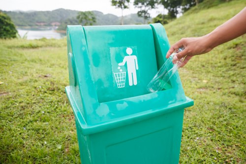 Waste clearance team organizing recyclable materials